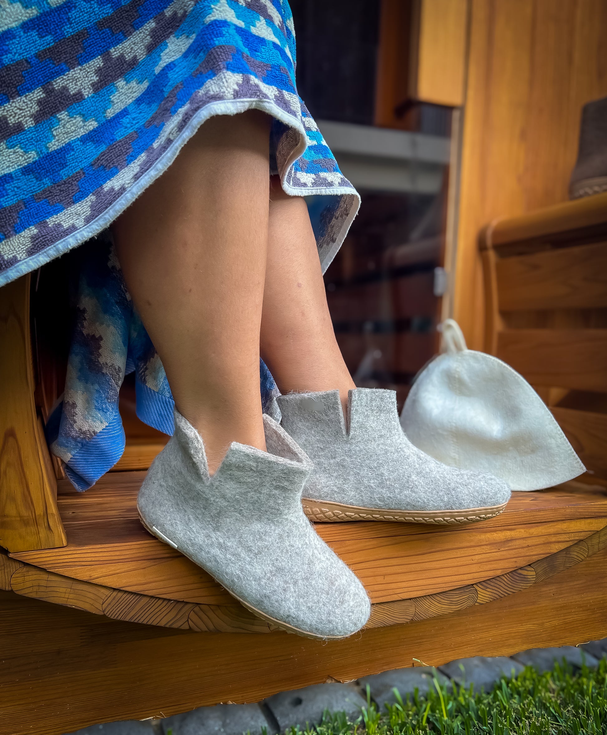 Felted natural wool shoes Felties 