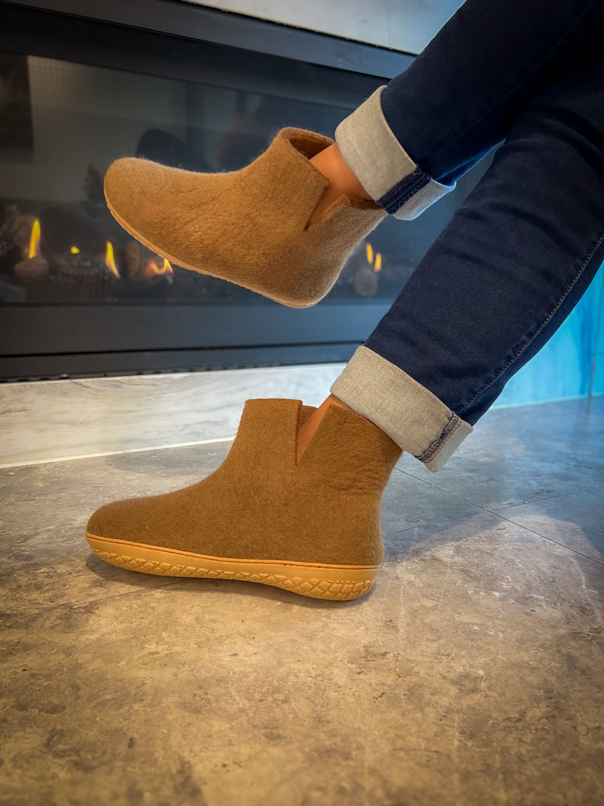 Felted natural wool shoes Felties 