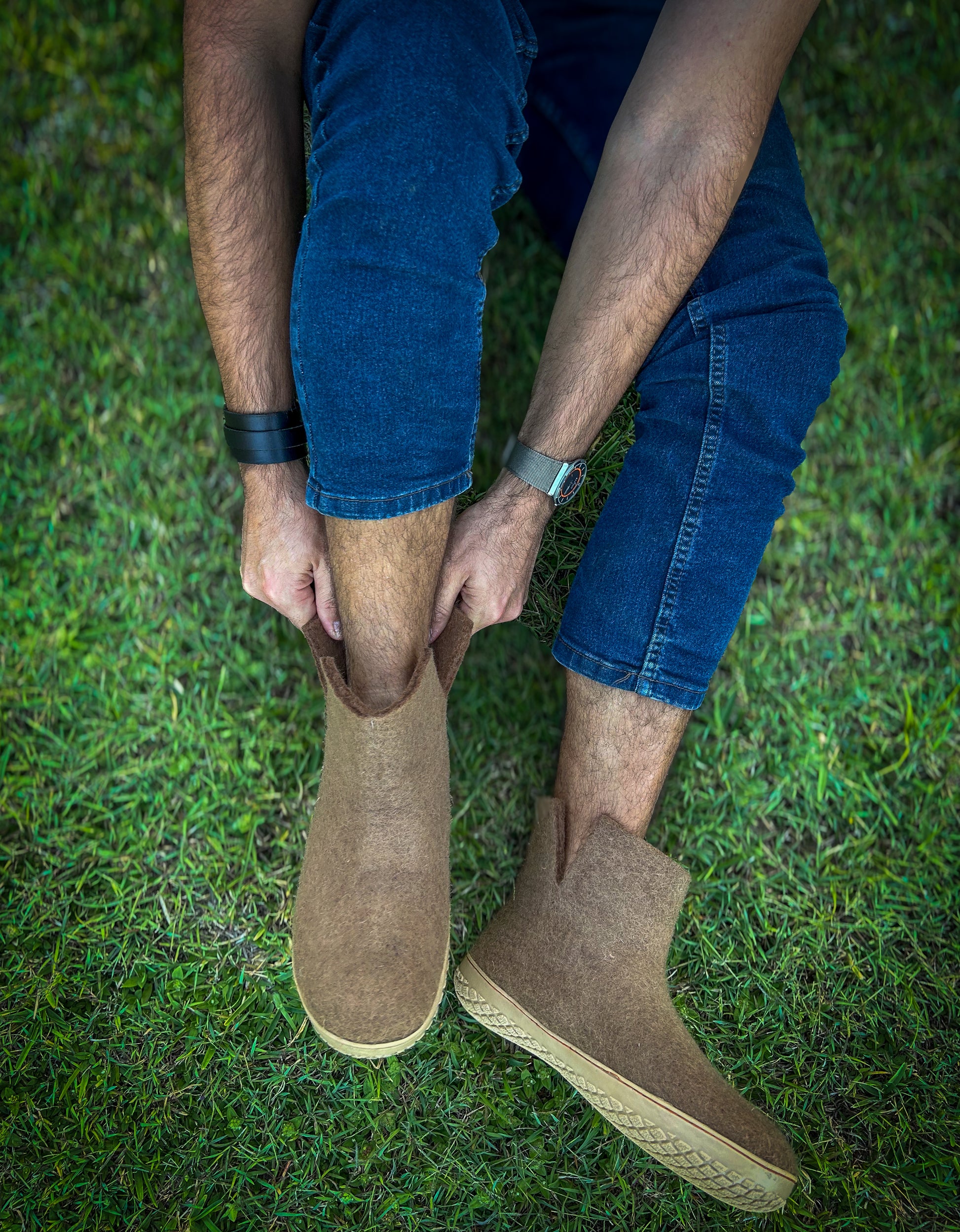Felted natural wool shoes Felties 